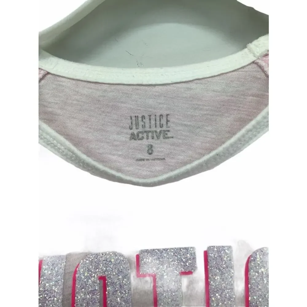 Justice Active Baseball Glitter Graphic T-Shirt 8